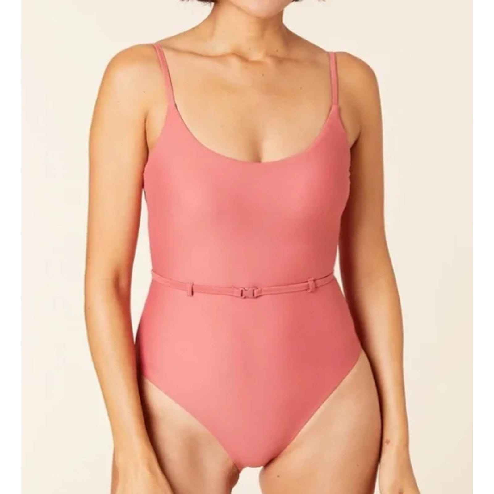 ANDIE SWIM Riviera One Piece Swimsuit Medium 8-10 Punch Pink Belted Scoop NWT