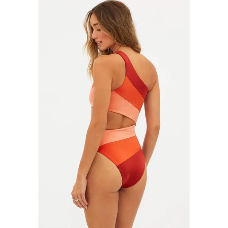 BEACH RRIOT Joyce One Piece Swimsuit Medium Orange Desert Clay Colorblock