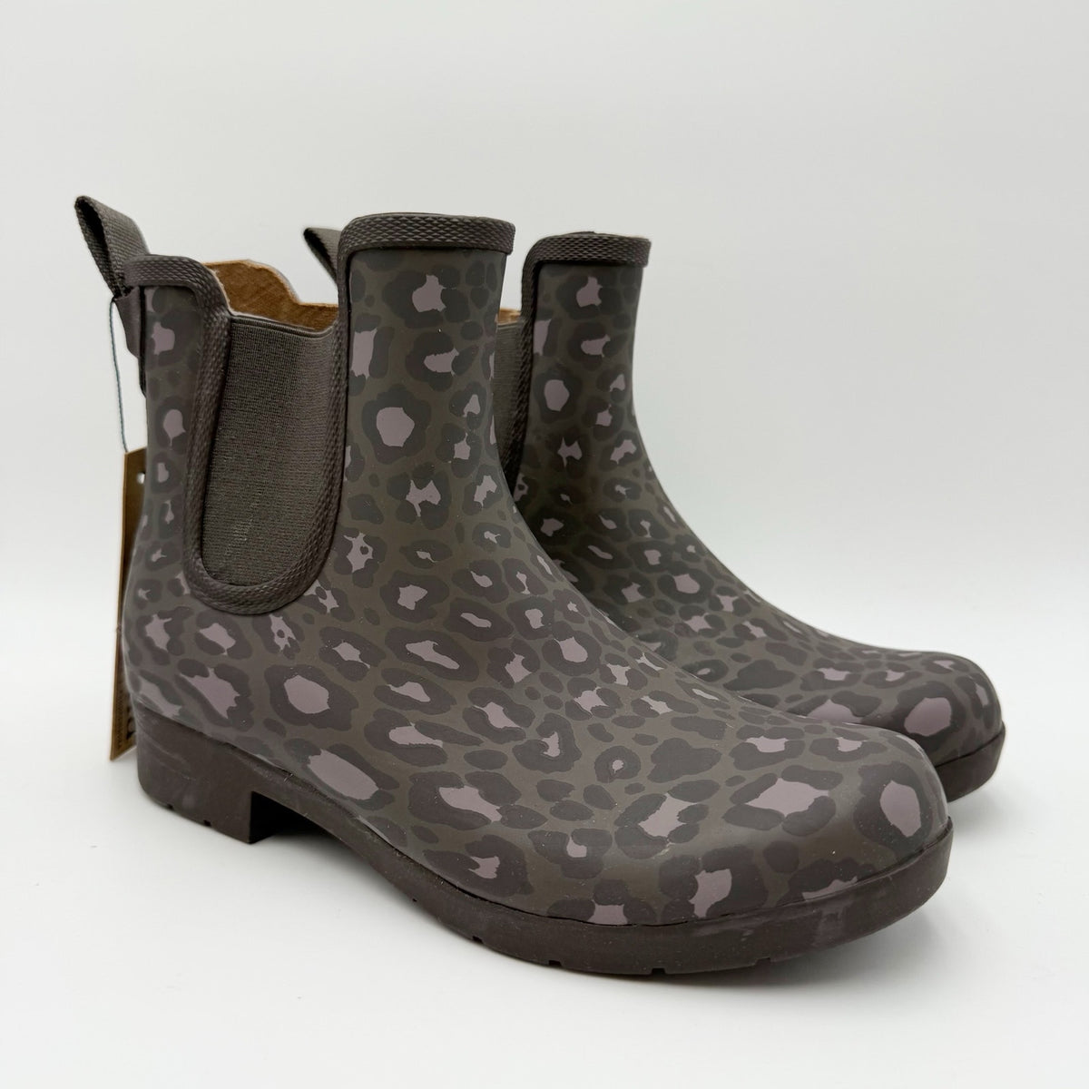 Chooka Womens Eastlake Chelsea Rain Boot Size 6 Gray Animal Print Waterproof NWT