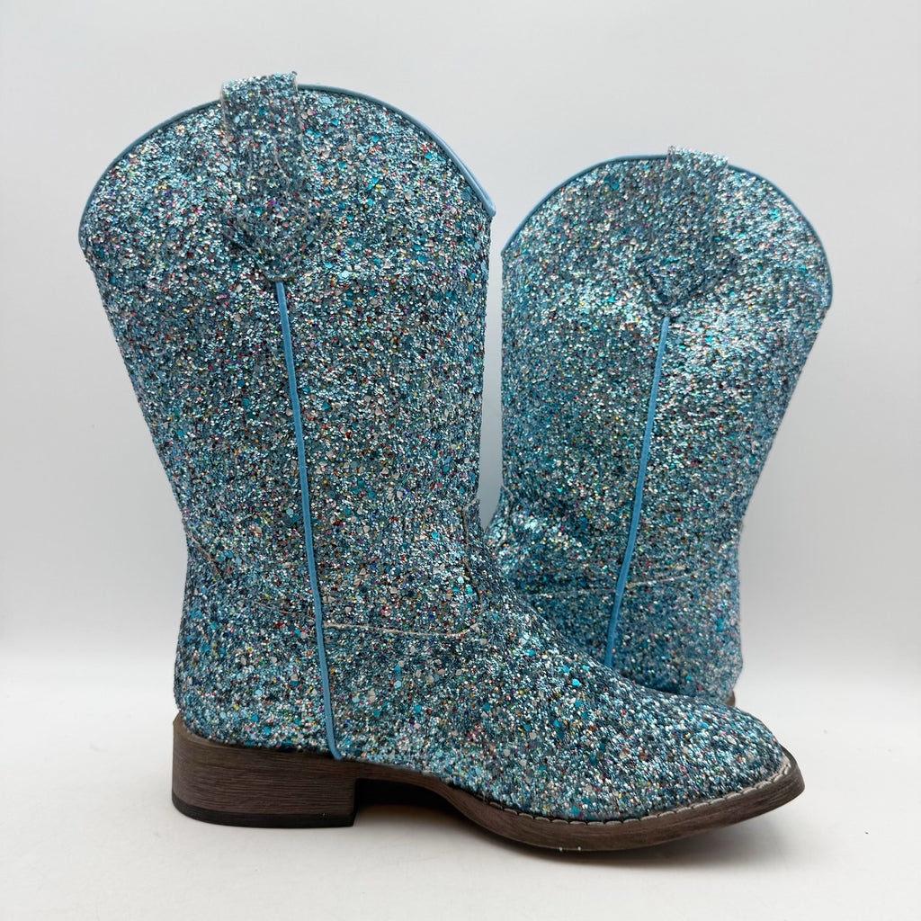 Roper Girls Glitter Galore Western Boots Size 3 EU 33.5 Blue NWOB