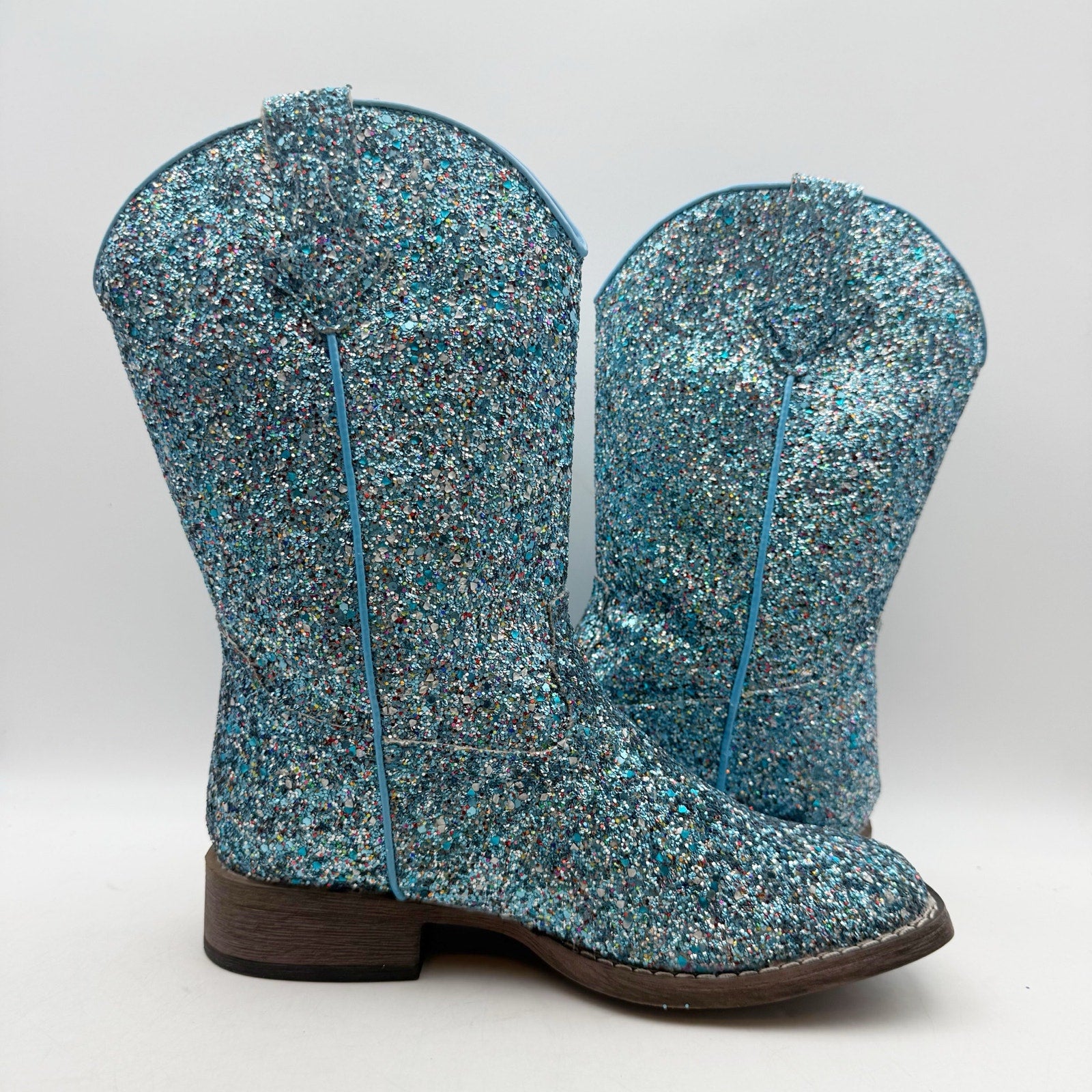 Roper Girls Glitter Galore Western Boots Size 3 EU 33.5 Blue NWOB