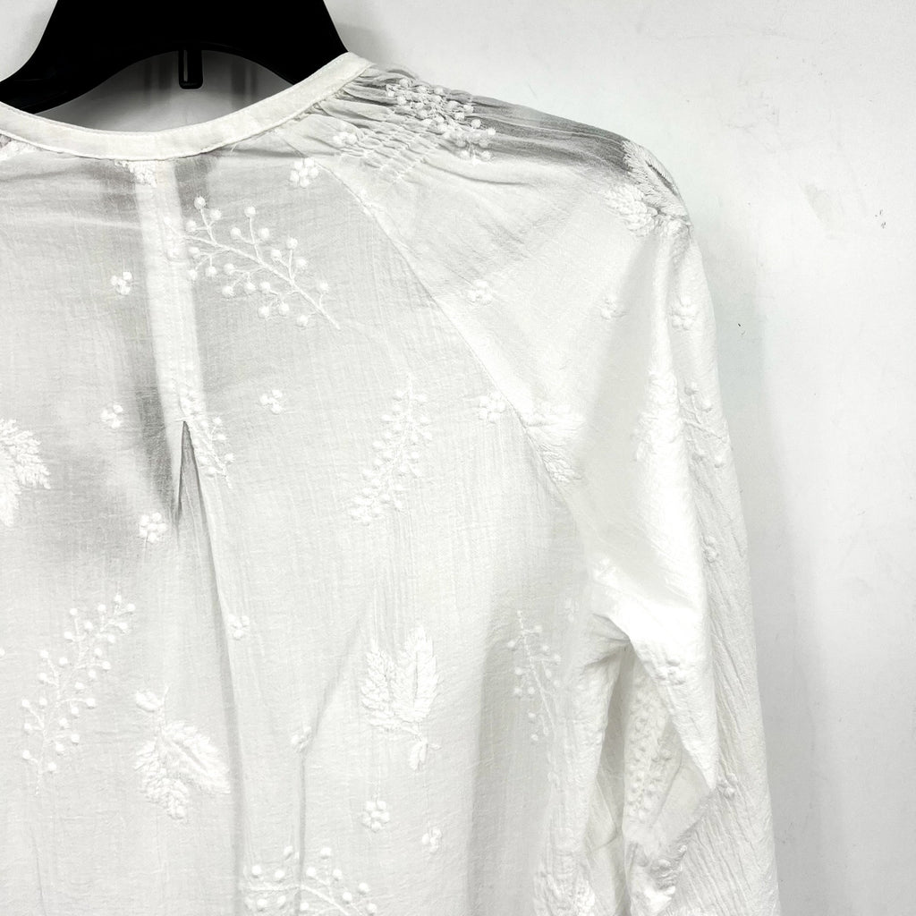 ROYAL ROBBINS Women's Oasis Tunic II Top Small White Embroidered 3/4 Sleeve NWT