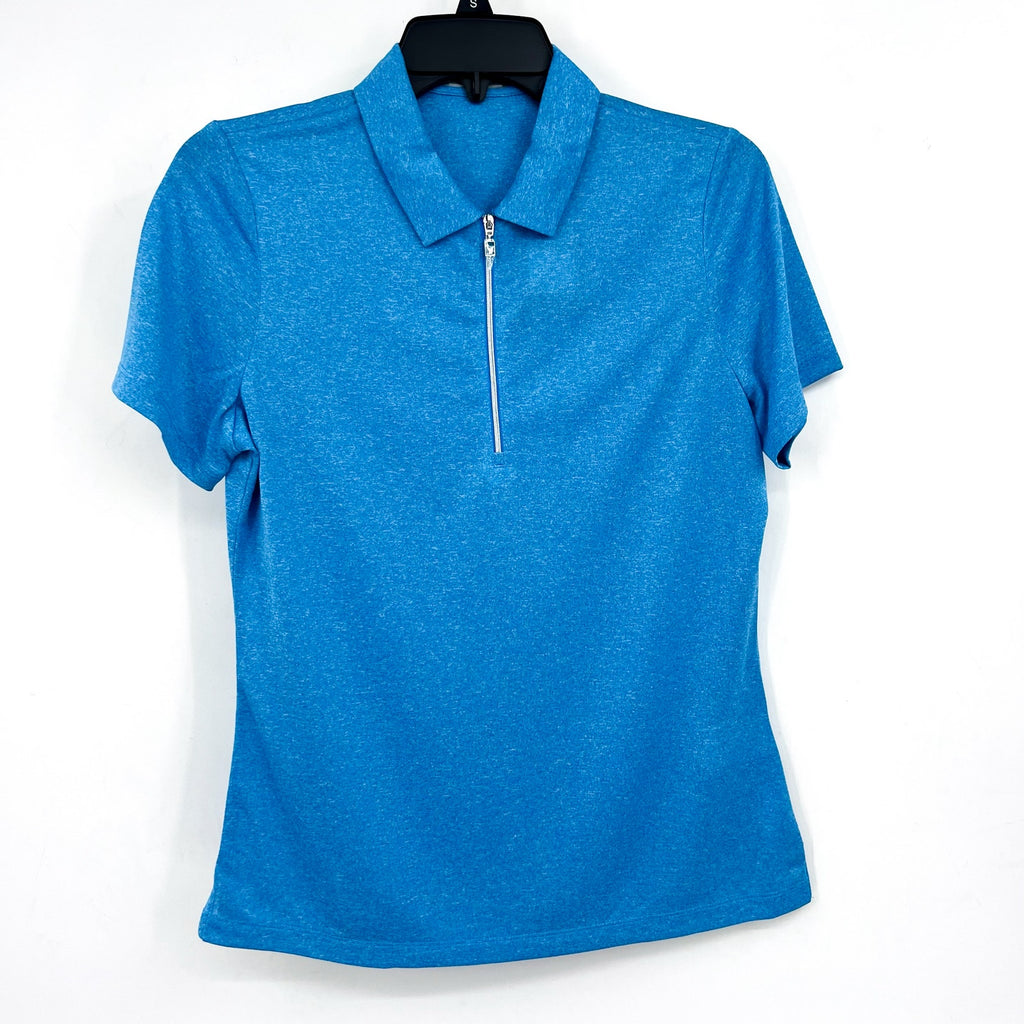 CALLAWAY Womens 1/4 Zip Short Sleeve Golf Polo Shirt Large Blue Sea Heather NWT
