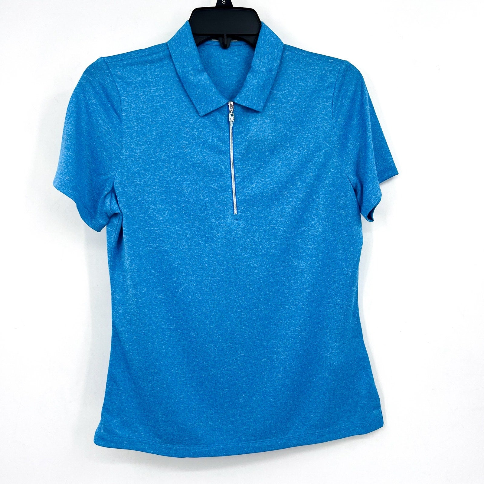 CALLAWAY Womens 1/4 Zip Short Sleeve Golf Polo Shirt Large Blue Sea Heather NWT