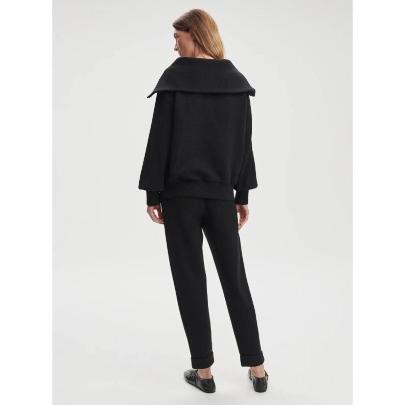 VARLEY Vine Half-Zip Pullover Large Black Ottoman Rib Exaggerated Collar NWT
