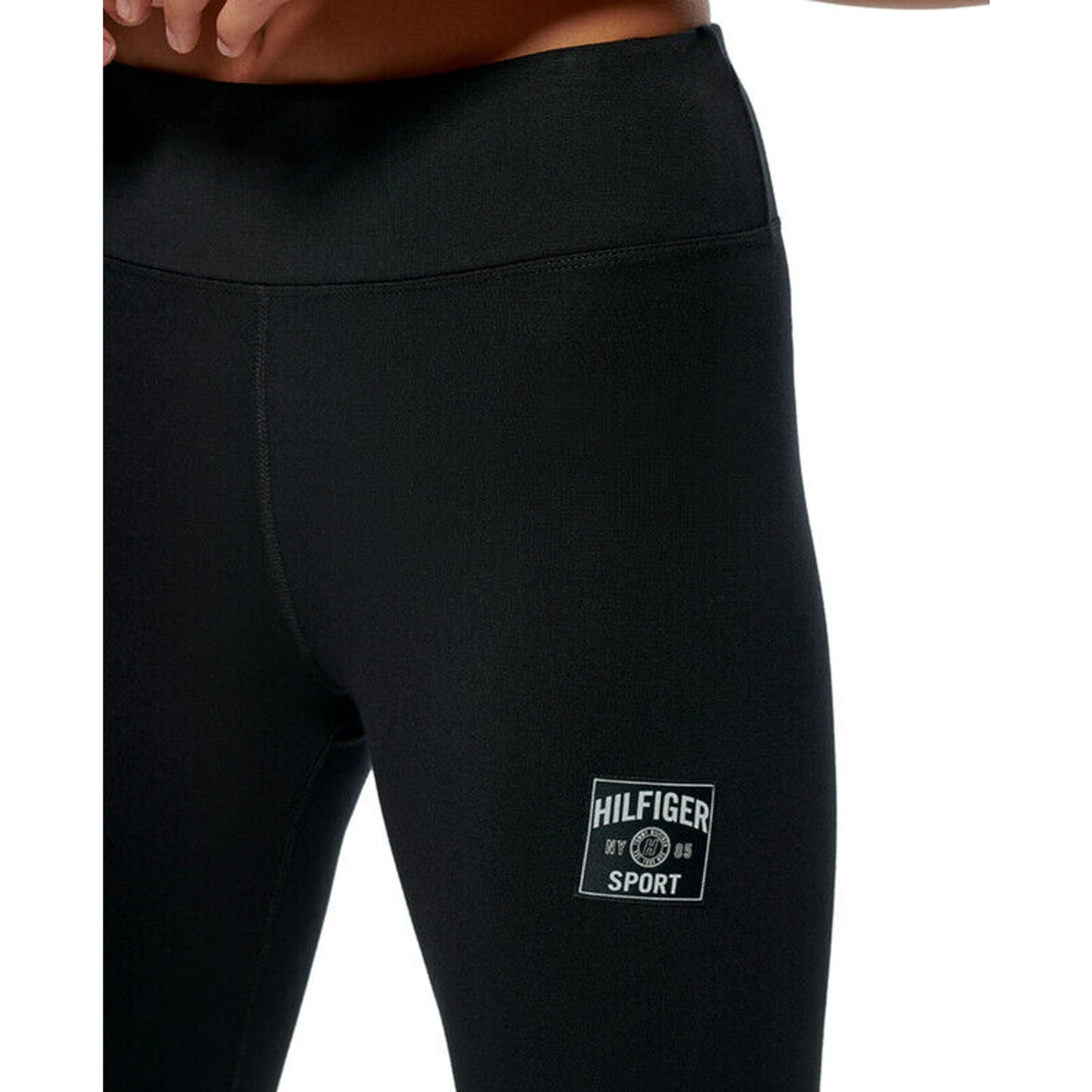 TOMMY HILFIGER SPORT Womens Athletic Leggings US XL Black High-Rise NWT