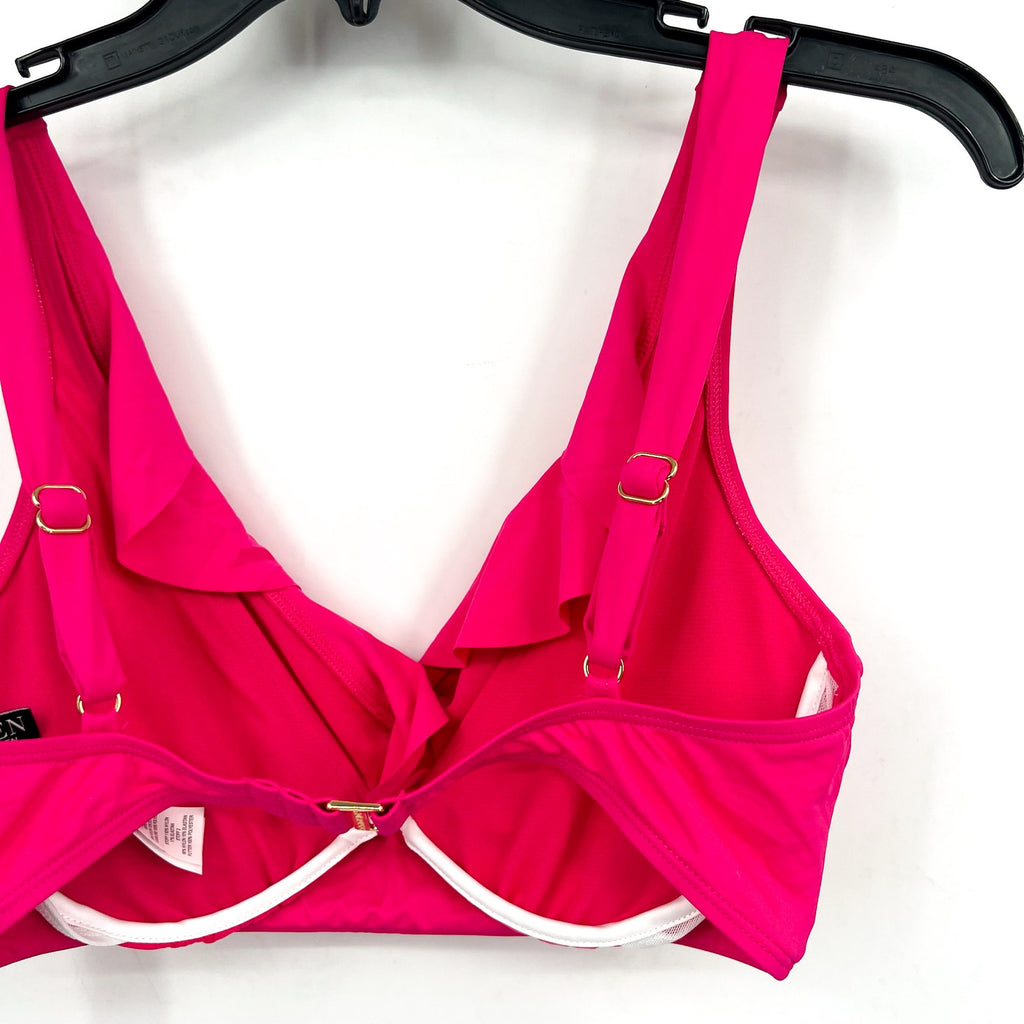 LAUREN RALPH LAUREN Ruffle Bikini Top US 12 Pink Underwire Beach Club Solids NWT
