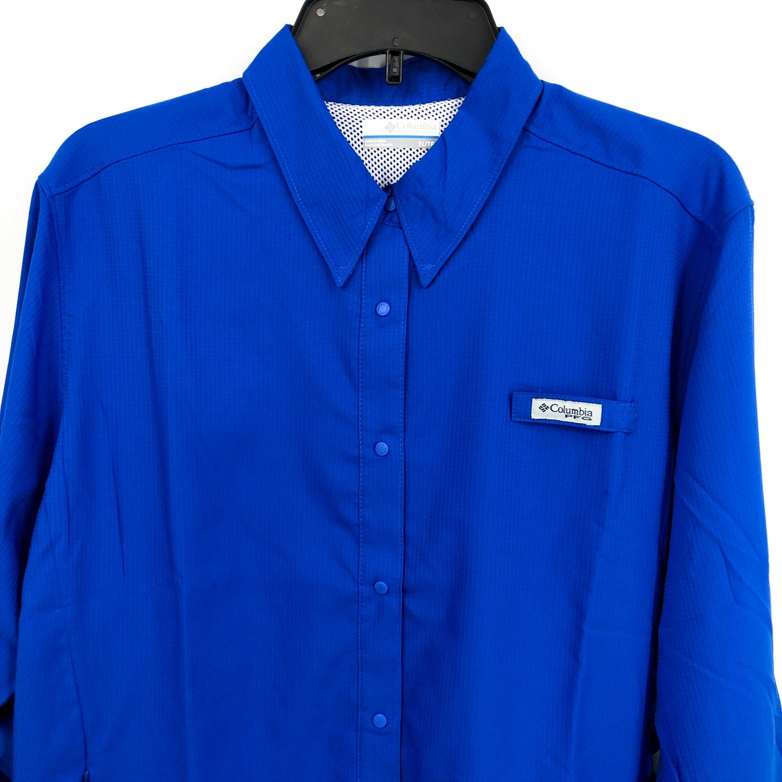 COLUMBIA Women’s PFG Tamiami II Long Sleeve Shirt XL Blue Macaw UPF 40 NWT