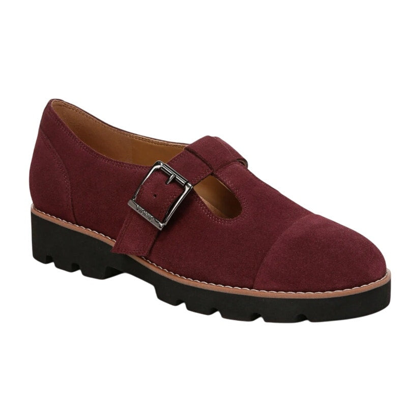 Vionic Womens Carmen Mary Jane Shoes US 6 Wide EU 36 Red Wine Suede NWOB