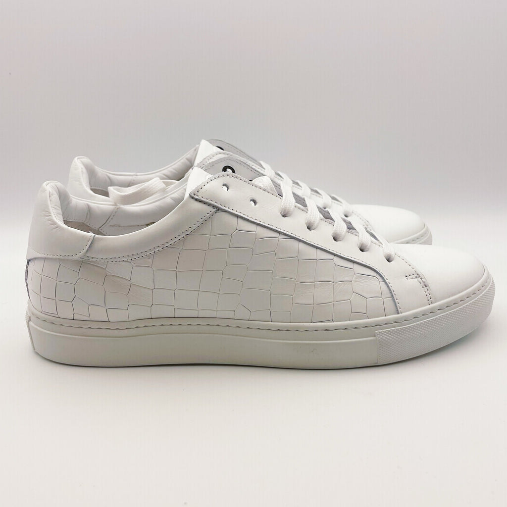 Johnston & Murphy Mens Jake Lace to Toe Casual Sneakers US 8.5 White Leather NIB