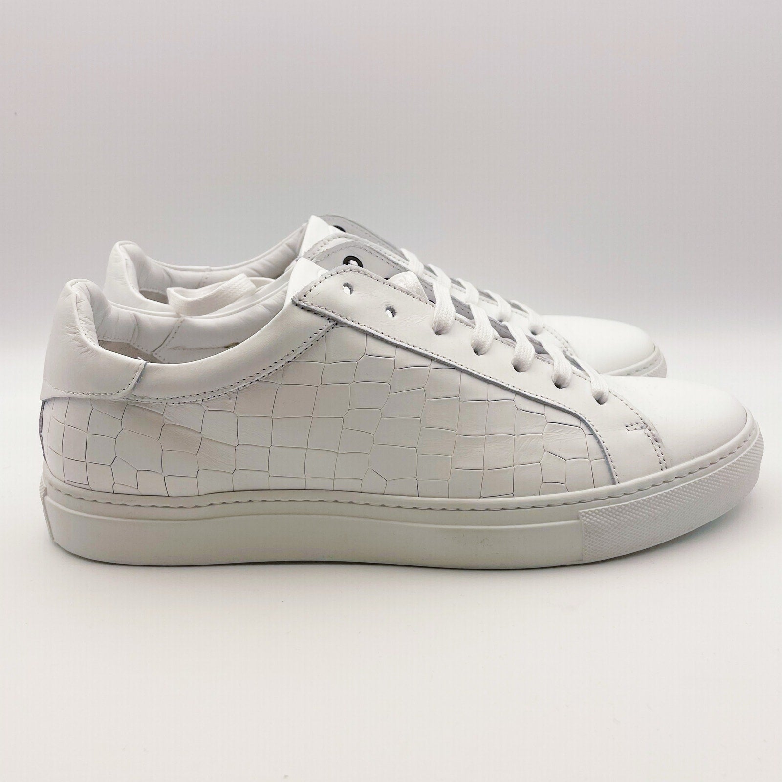 Johnston & Murphy Mens Jake Lace to Toe Casual Sneakers US 8.5 White Leather NIB