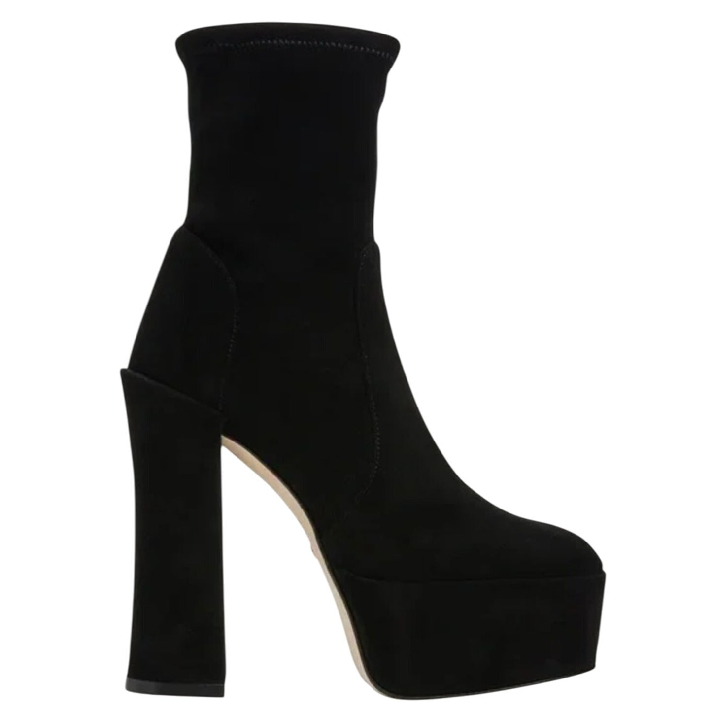 Stuart Weitzman Skyhigh 145 Platform Booties US 11 Black Stretch Suede NWOB