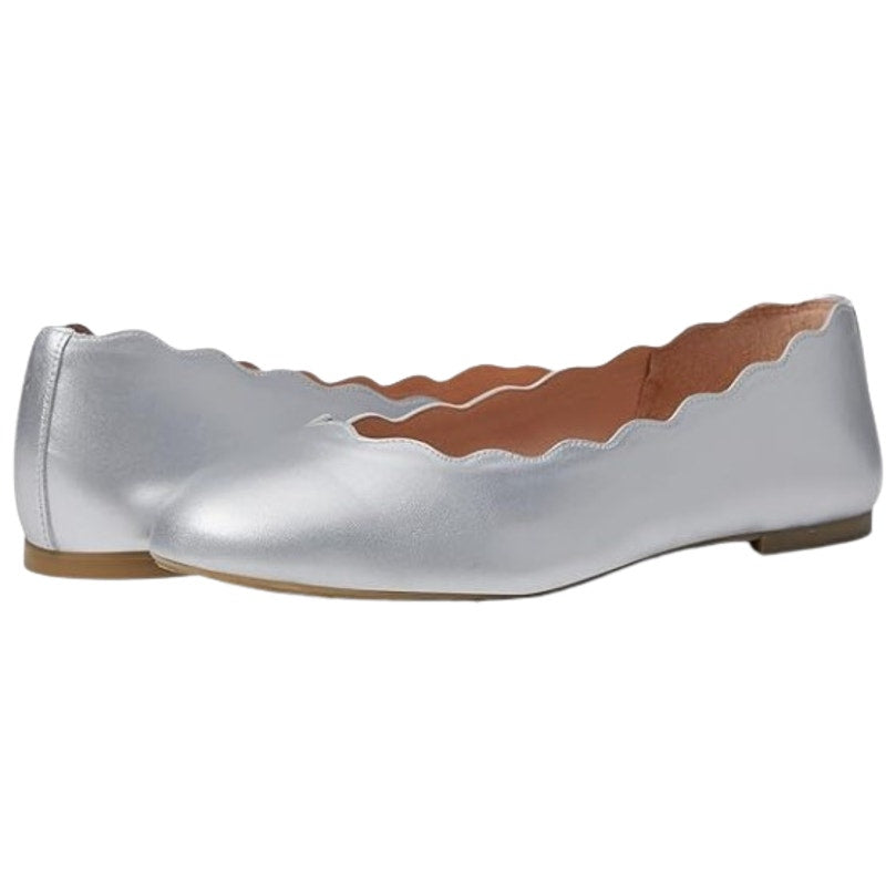 French Sole FS/NY Womens Jigsaw Flats US 6.5 EU 36.5 Silver Metallic Leather NIB