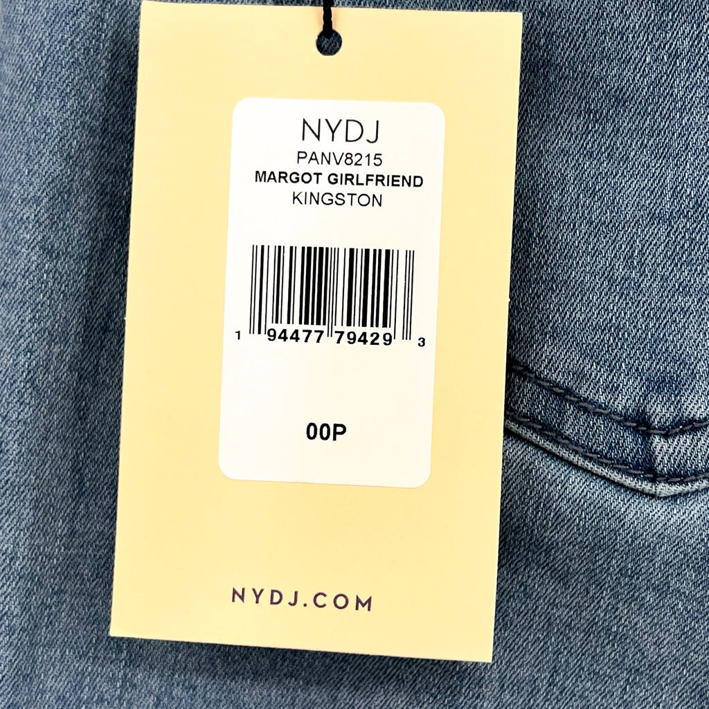 NYDJ Womens Margot Girlfriend Jeans Size 00 PETITE Kingston Blue NWT