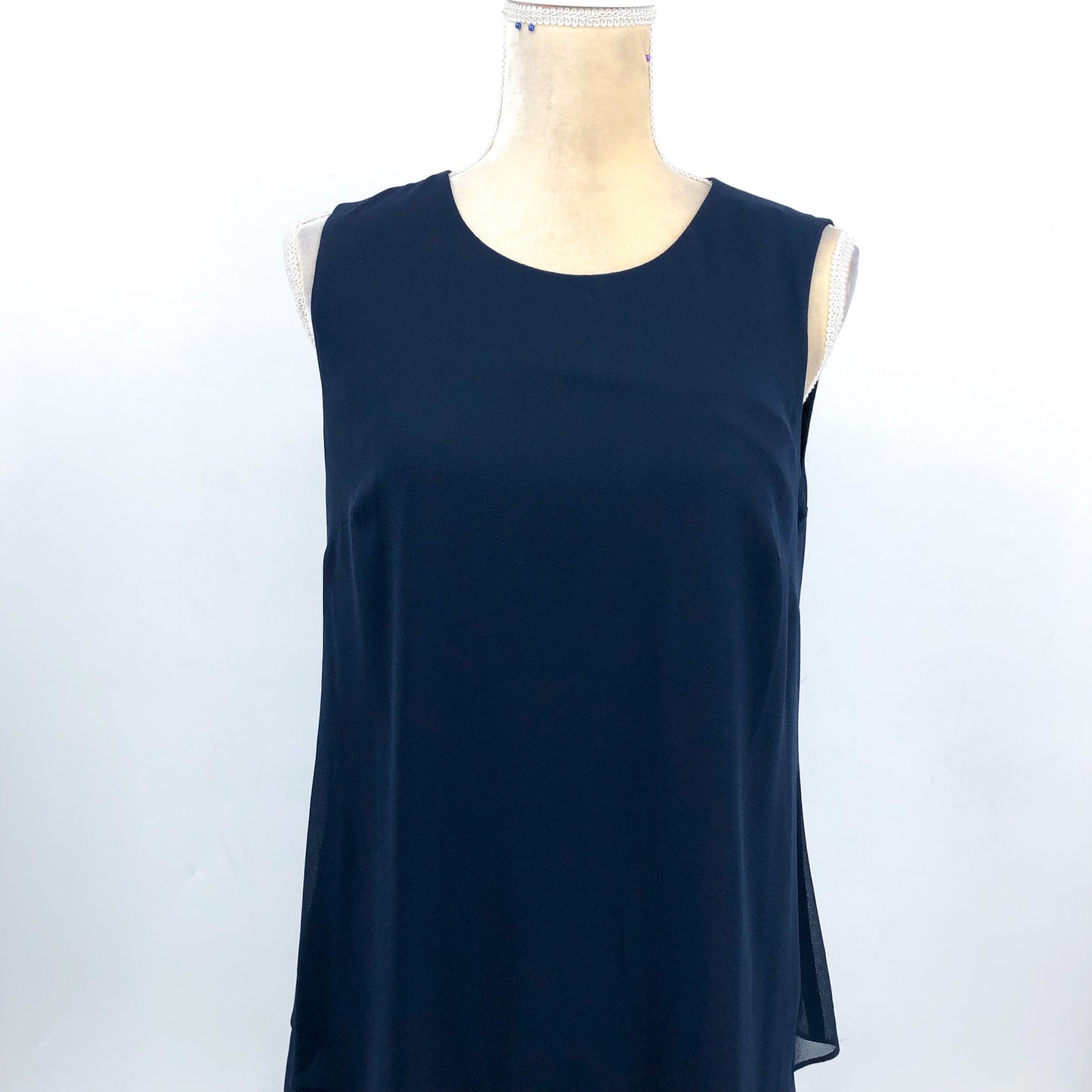 LAUREN RALPH LAUREN Womens Shift Dress Size 6 Navy Blue Crinkle Georgette NWT