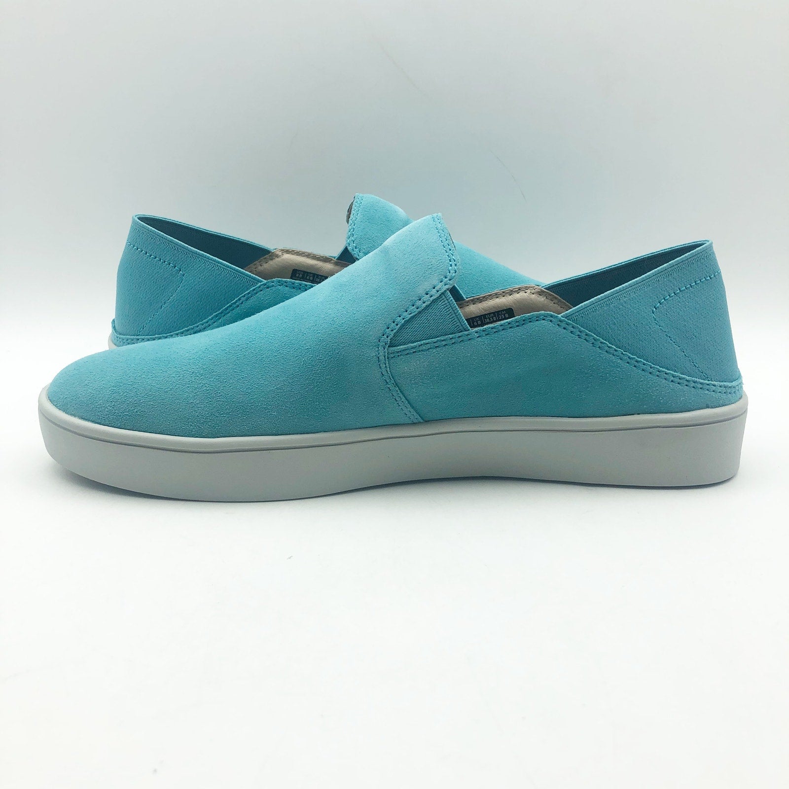 Spenco Womens Saylor Slip On Sneakers Size 7 Aqua Sea Blue Leather APMA NIB
