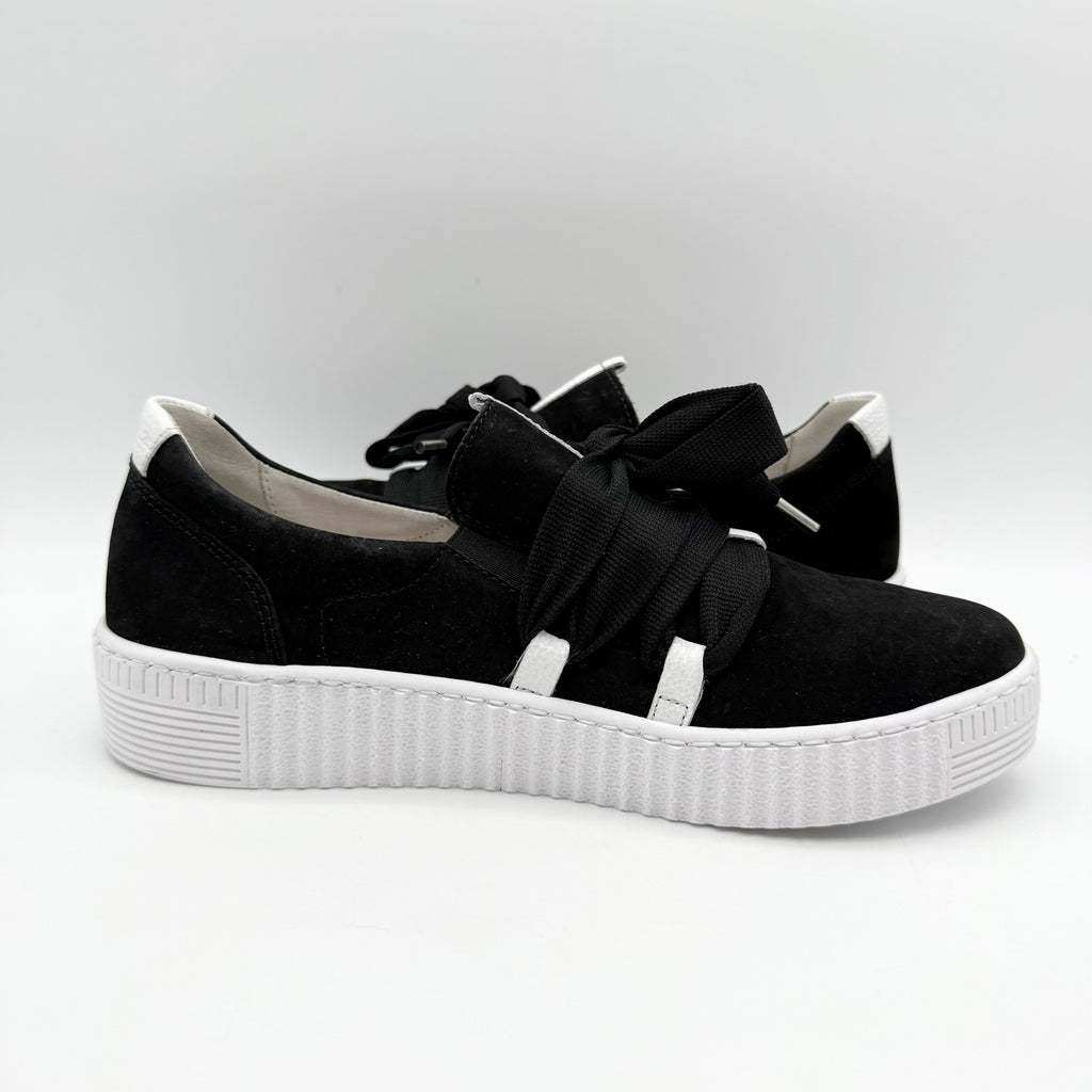 Gabor Womens 43.333 Platform Casual Sneakers US 8 UK 5.5 Black Leather NIB