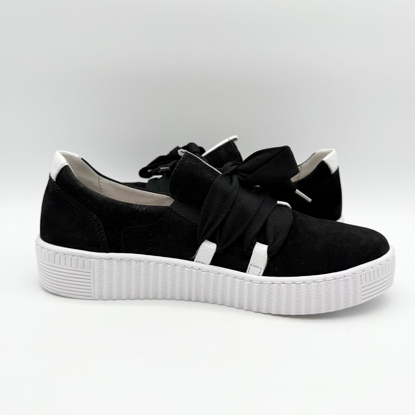Gabor Womens 43.333 Platform Casual Sneakers US 8 UK 5.5 Black Leather NIB
