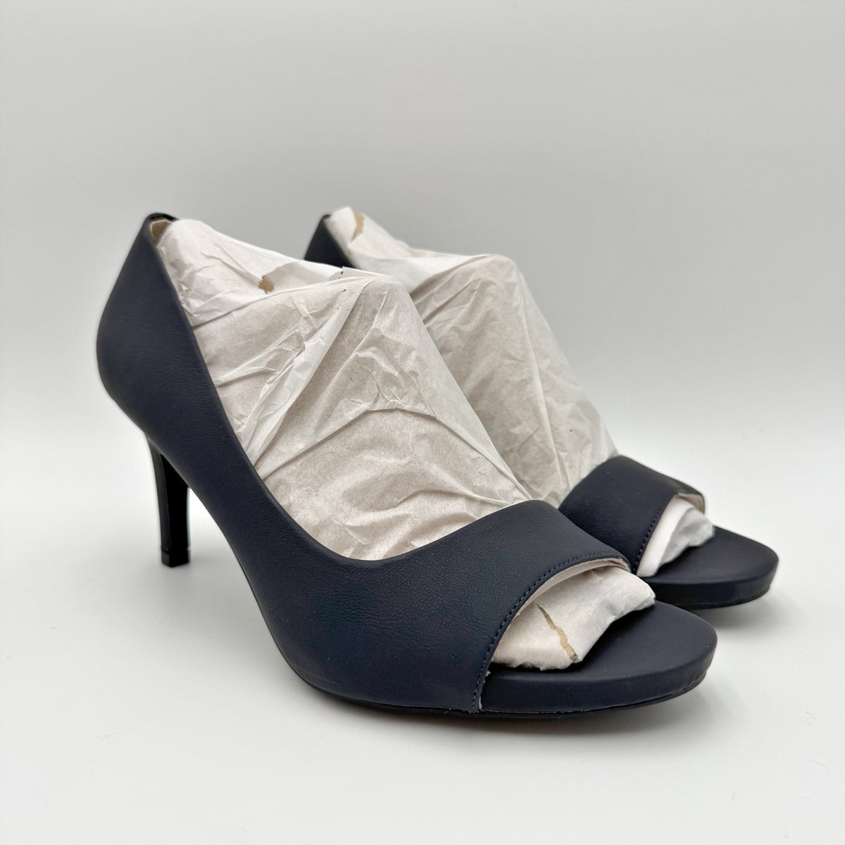 LifeStride Womens Mantra Peep Toe Pumps Size 7.5 Wide Navy Blue d'Orsay NIB