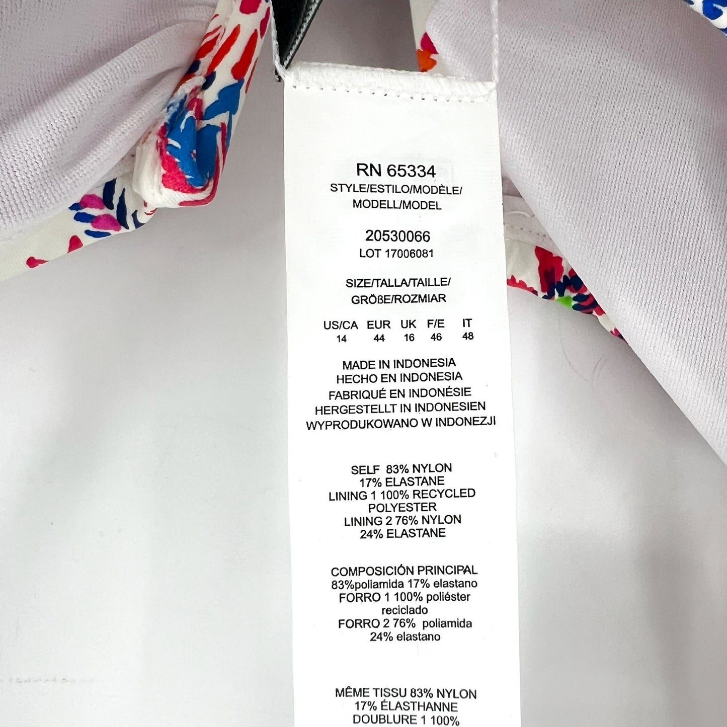 LAUREN RALPH LAUREN Fleurette One Piece Swimsuit 14 White Multi Floral VWire NWT