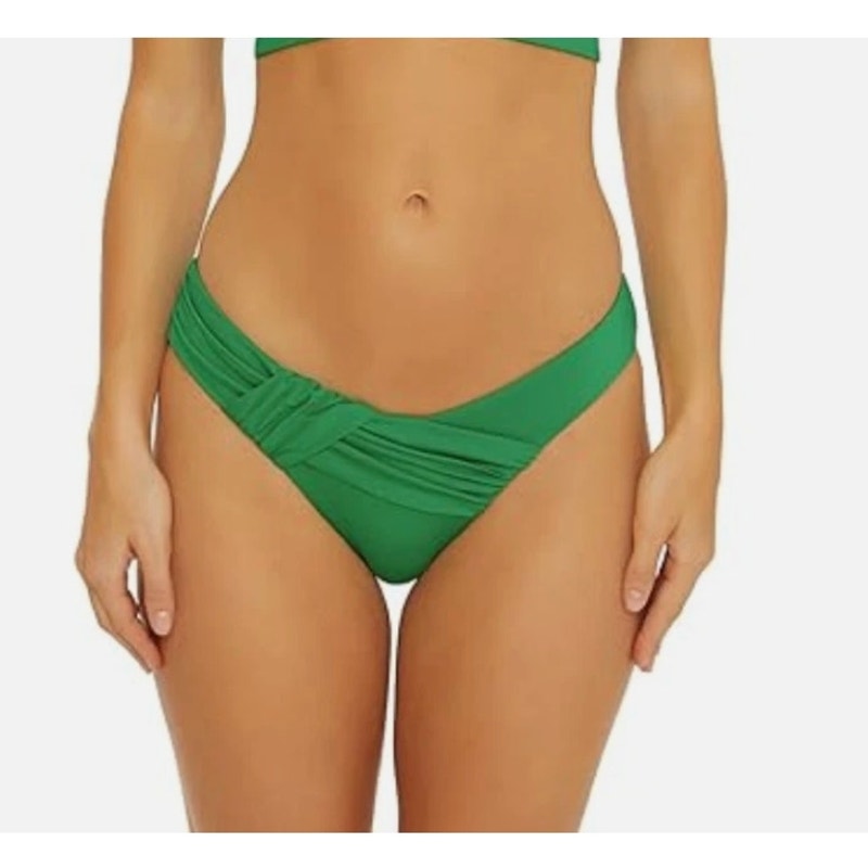 BECCA Milani Draped Hipster Bikini Bottom Medium Grass Green Color Code NWT