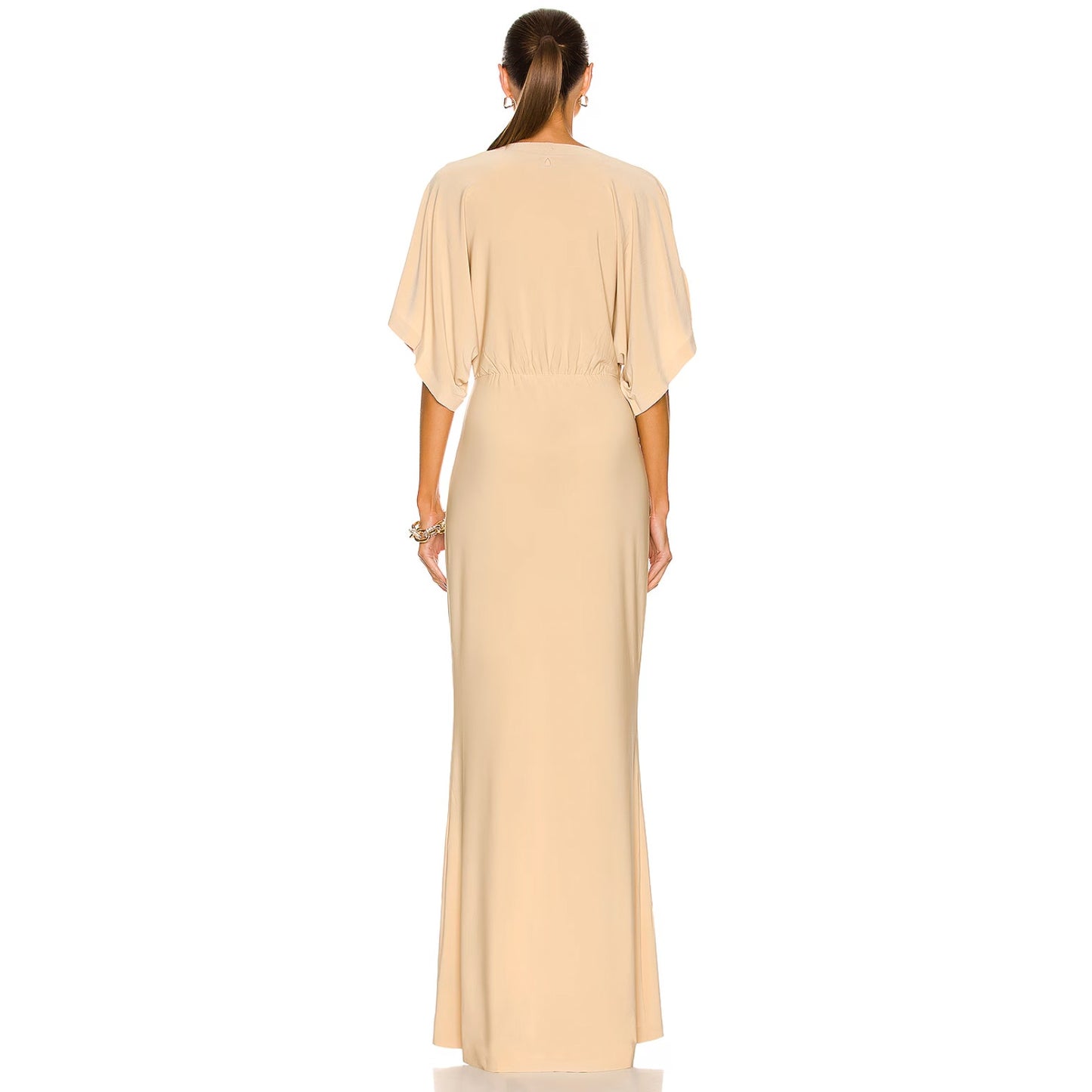 NORMA KAMALI Women's Obie Maxi Dress Large 40 Gold Blonde Stretch-jersey NWT