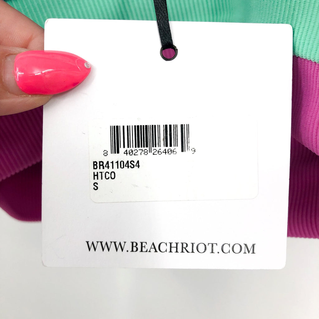 BEACH RIOT Women's Eva Top Size Small Blue High Tide Colorblock Scoop Neck NWT