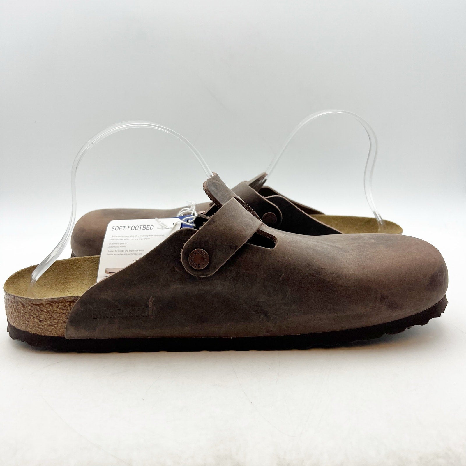Birkenstock Mens Boston Clogs EU 44 US 11 Brown Leather Slip On NWOB