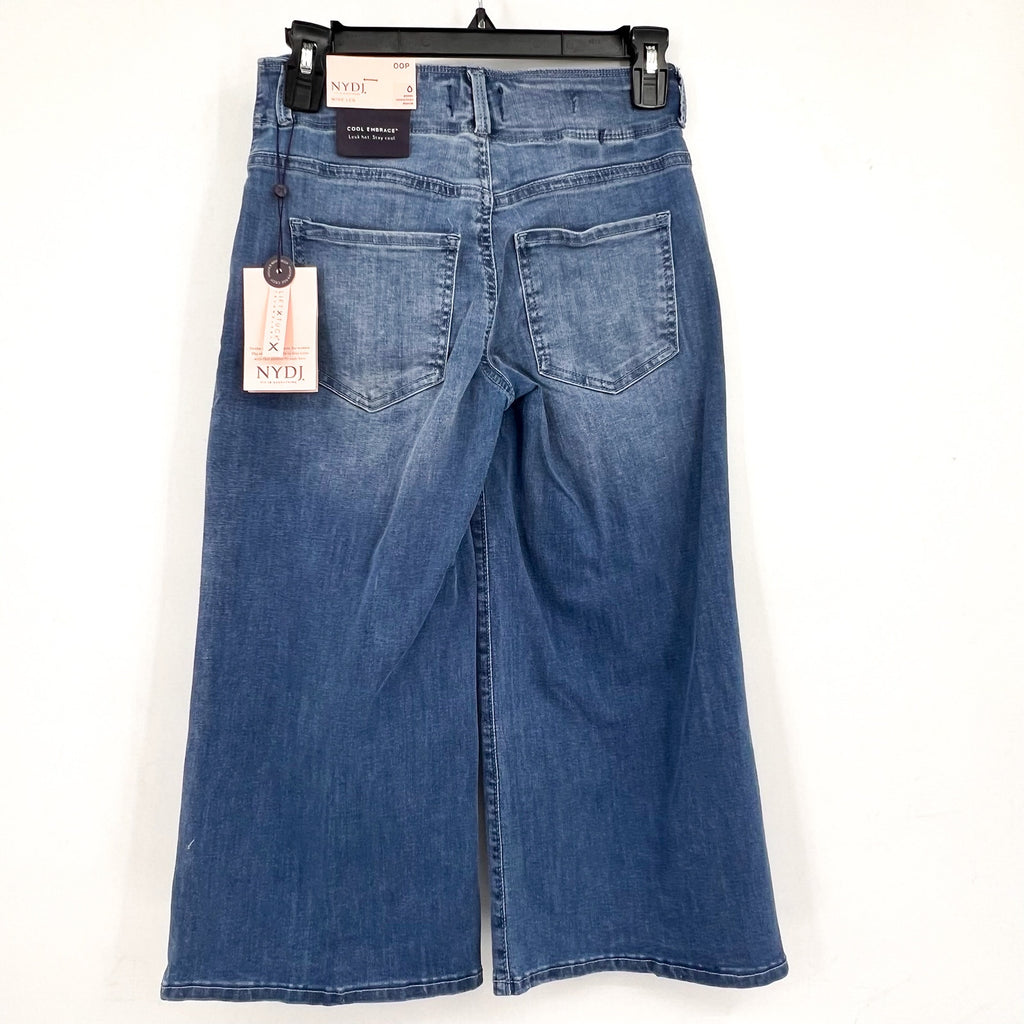 NYDJ Womens Cool Embrace Major Wide Leg Capri Jeans 00 PETITE Compass Blue NWT