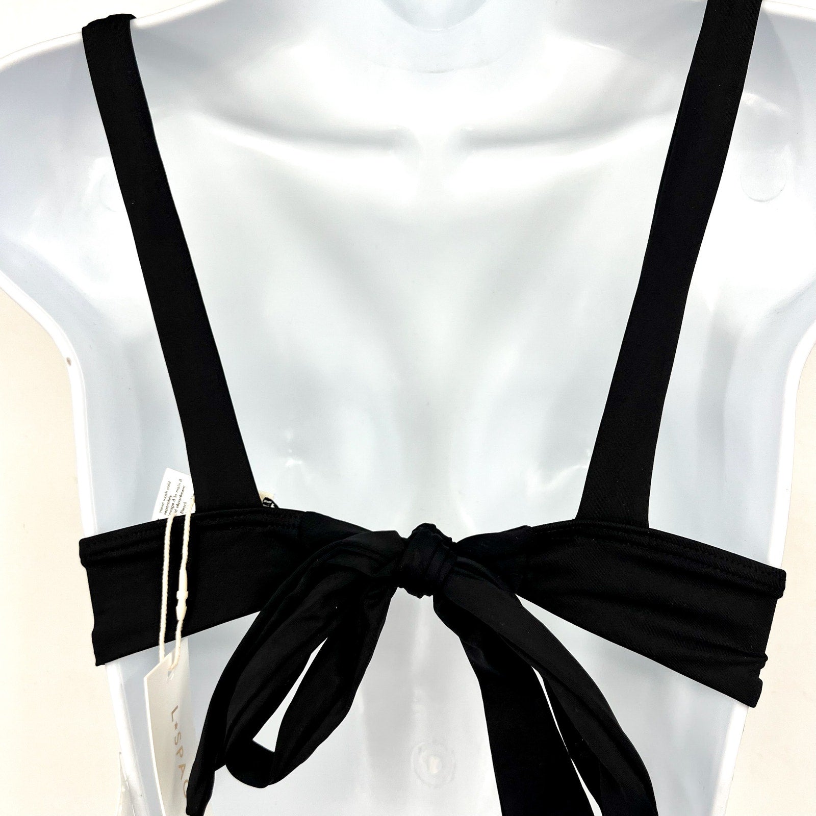 L*SPACE Women's Harley Bralette Bikini Top Small Black Low Tie Back NWT