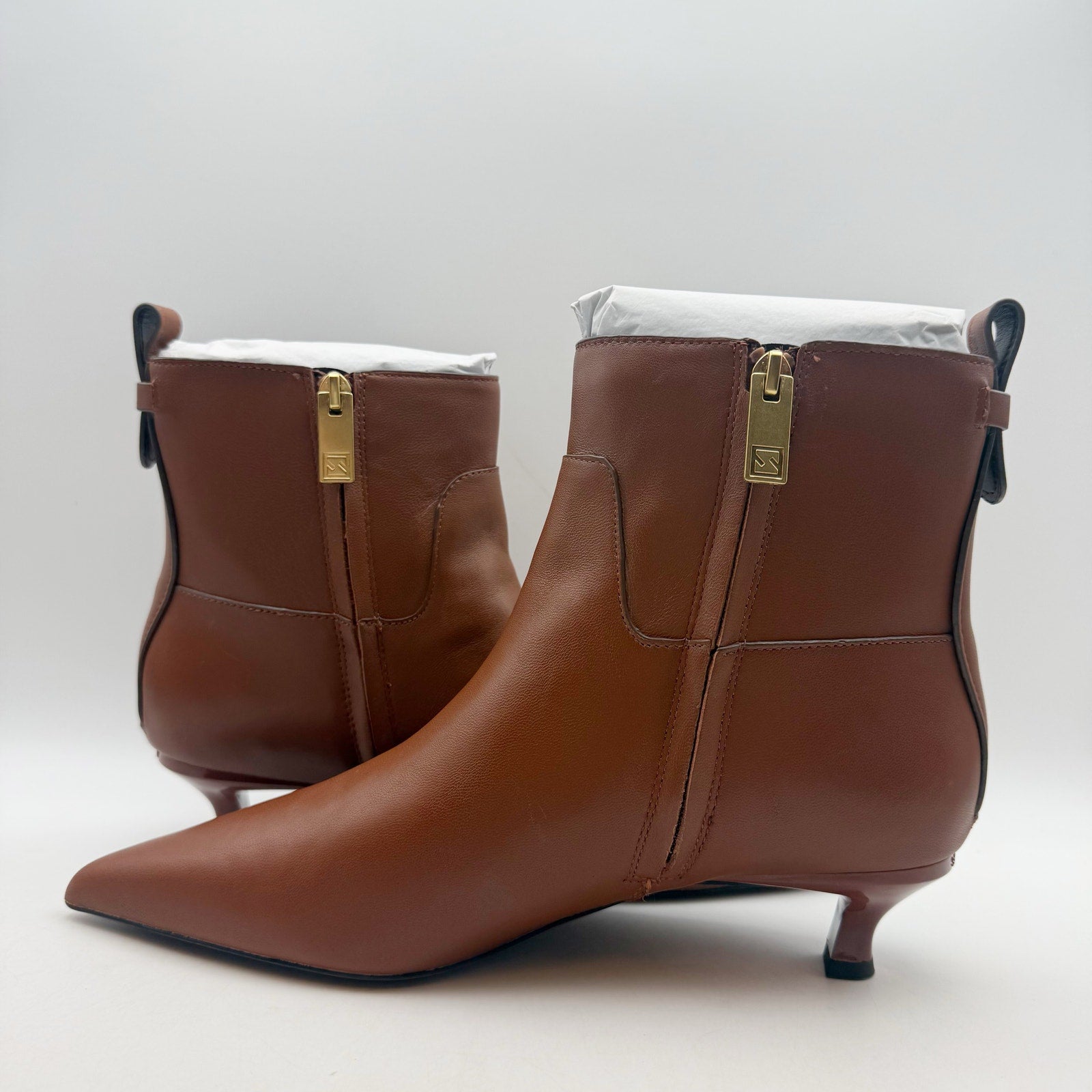 Franco Sarto Womens Mala Ankle Boots US 9 EU 40 Brown Leather NIB