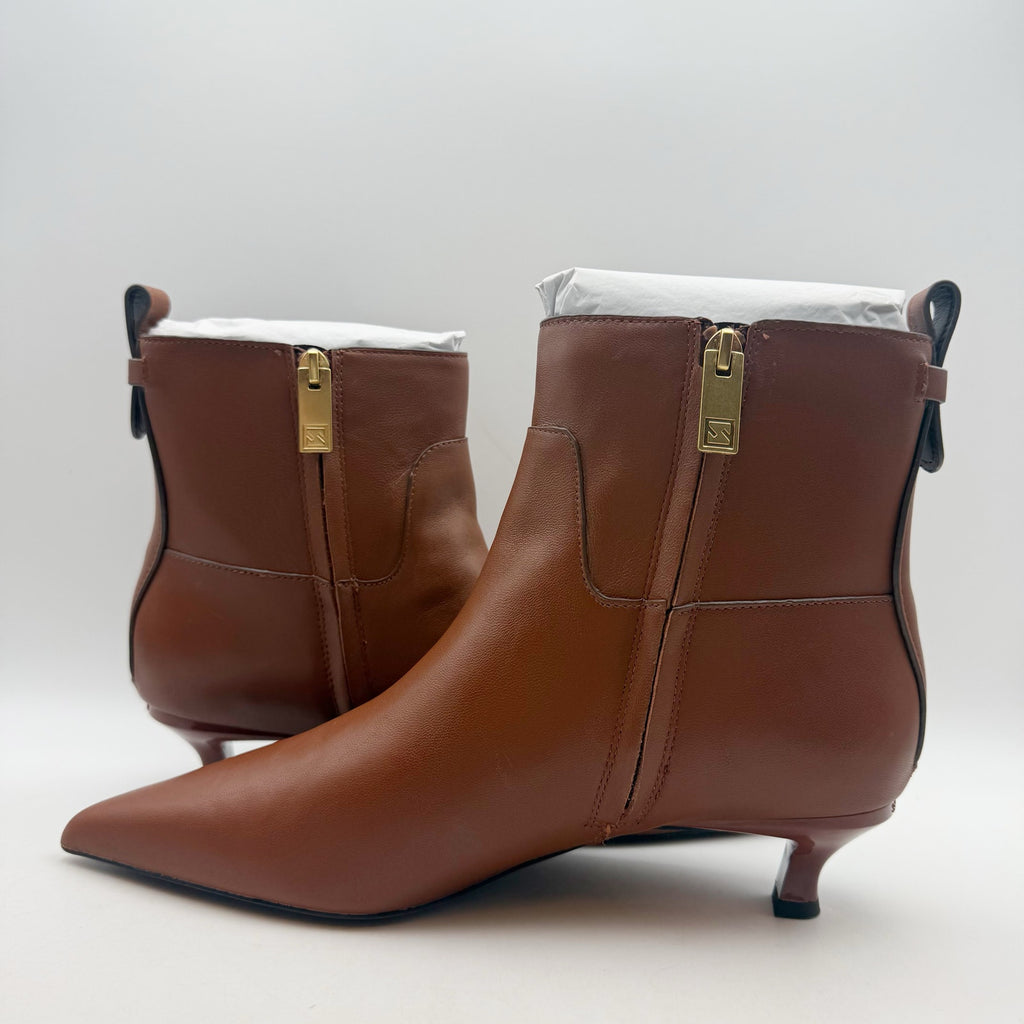 Franco Sarto Womens Mala Ankle Boots Size 9 EU 40 Brown Leather NIB