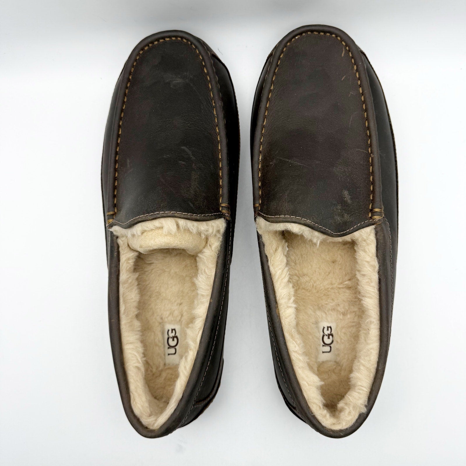 UGG Mens Ascot Matte Slippers US 8 EU 41 Brown Leather NIB