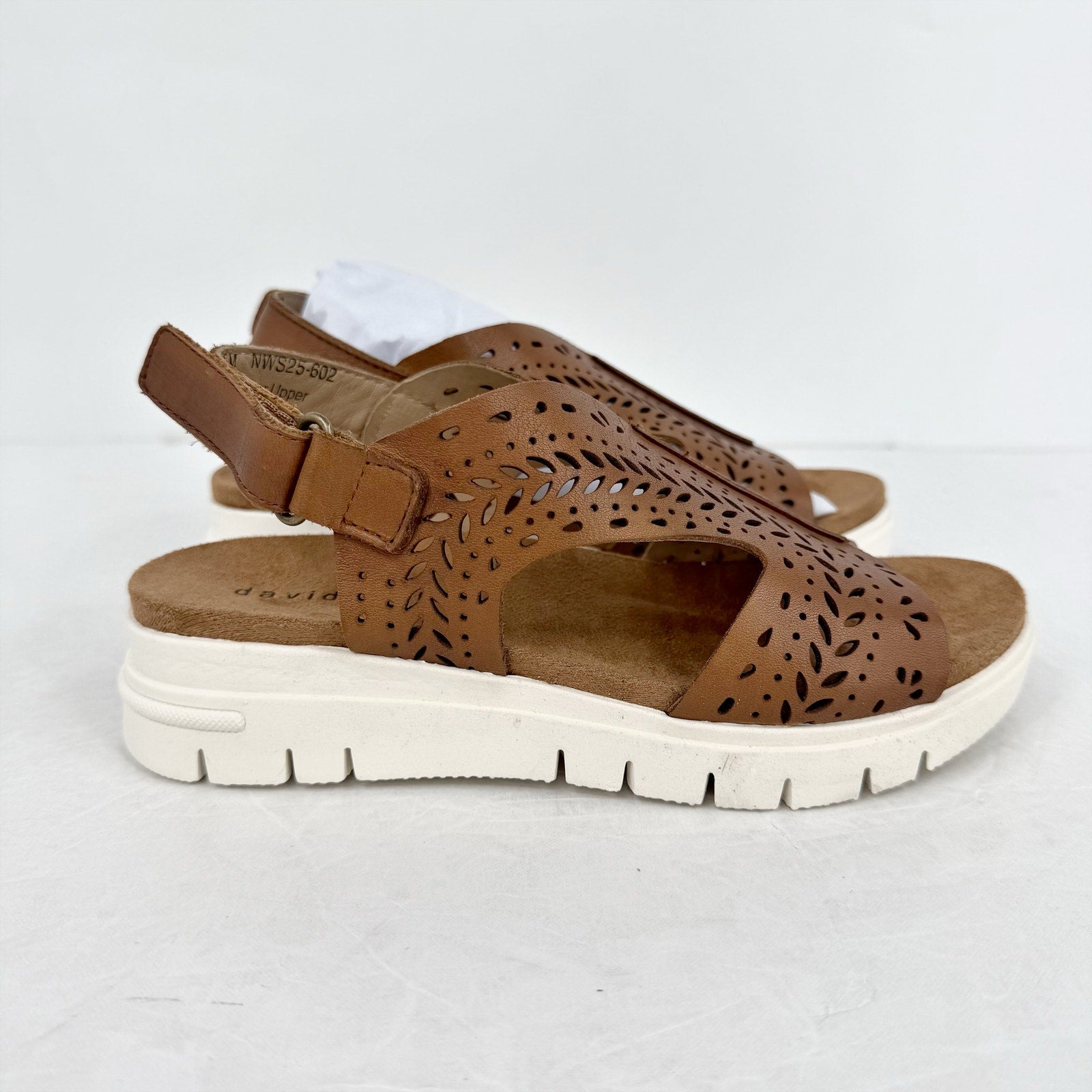 David Tate Womens Mindy Wedge Sandals US 5 M Dark Brown Leather NIB