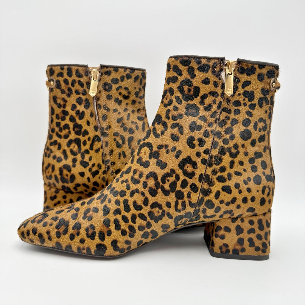Sam Edelman Womens Paige 2 Ankle Booties Size 8.5 M Leopard Print Leather NWOB