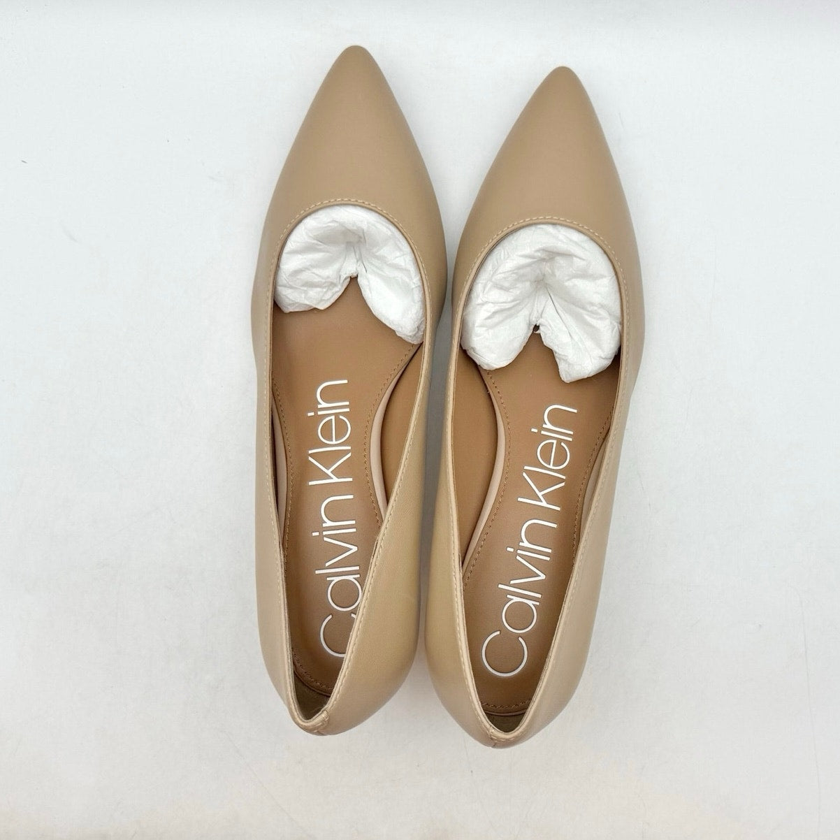 Calvin Klein Womens Gabrianna Pumps Size 9.5 M Sand Beige Leather Heels NWOB