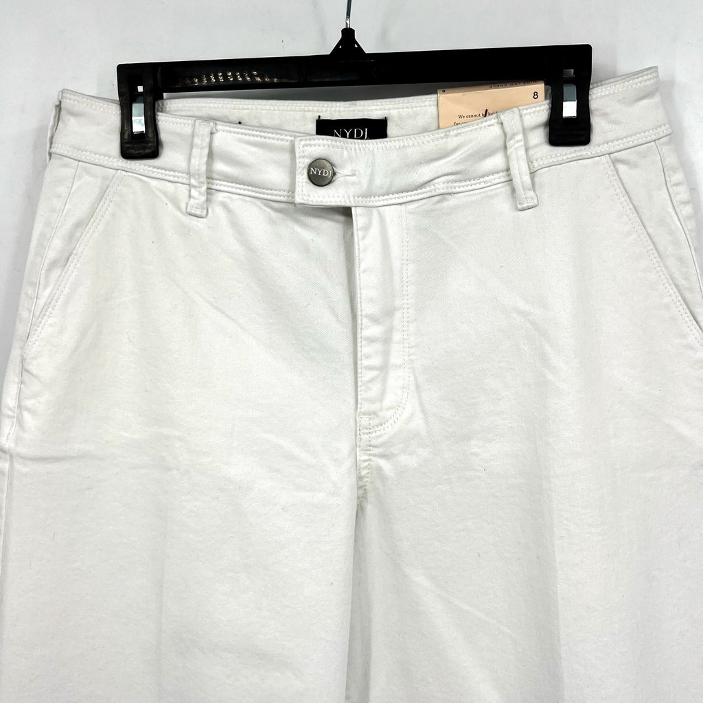 NYDJ Women's Mona Wide Leg Ankle Jeans Size 8 Optic White Denim Trouser NWT