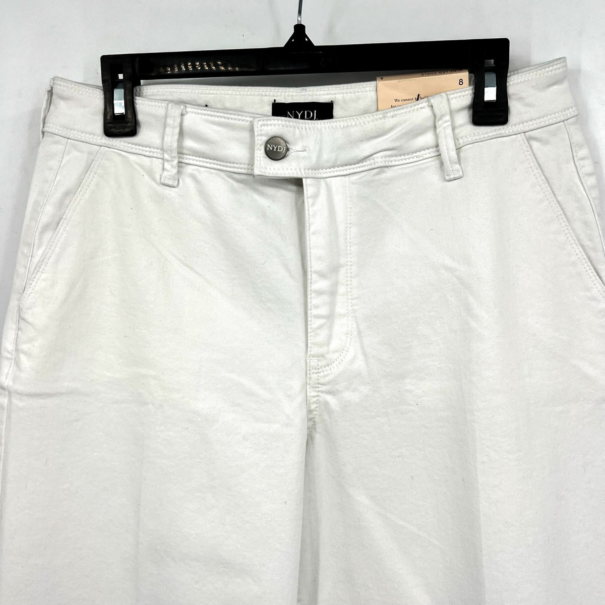 NYDJ Women's Mona Wide Leg Ankle Jeans Size 8 Optic White Denim Trouser NWT