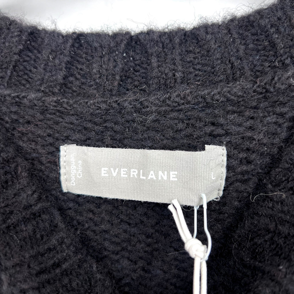 EVERLANE Men's The Cloud Crewneck Sweater Large Black Merino Wool Alpaca NWT