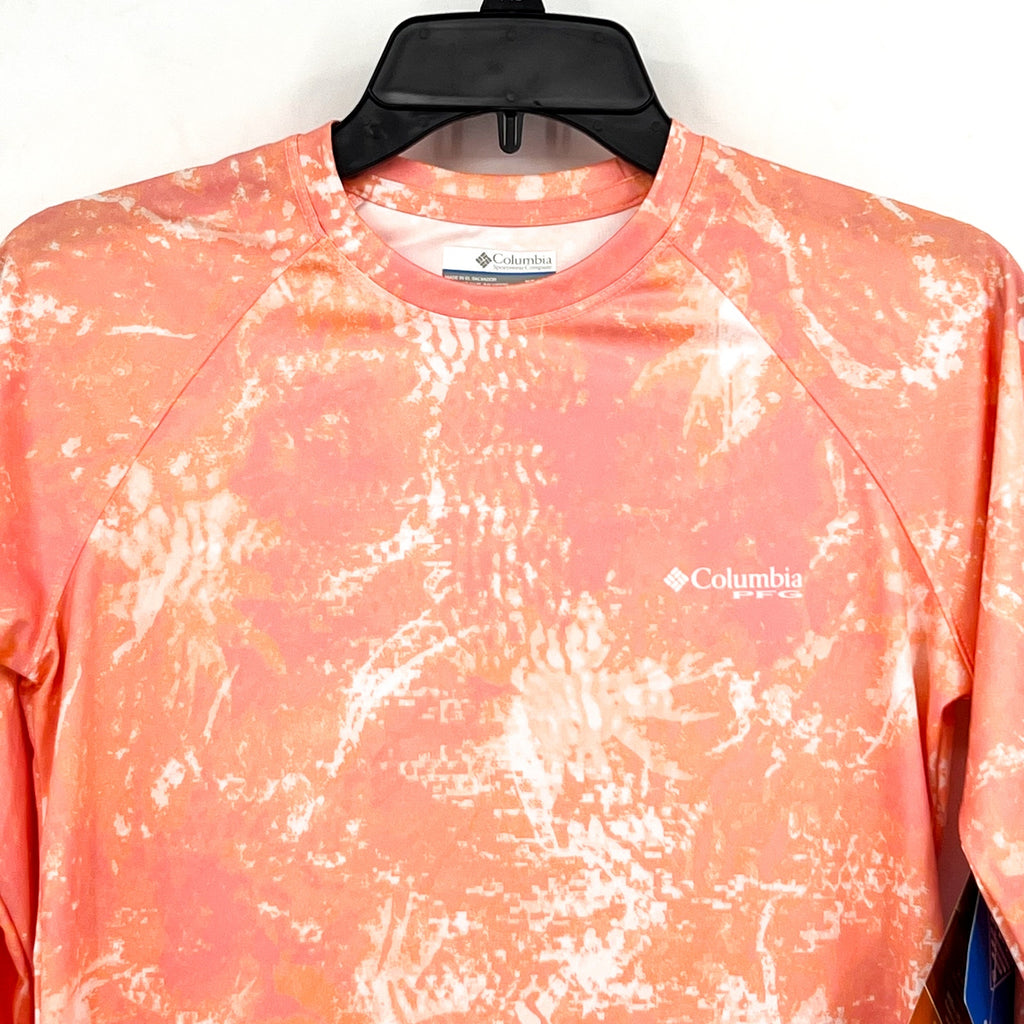 COLUMBIA Womens PFG Super Tidal Shirt XS Tiki Pink Print Long-Sleeve NWT