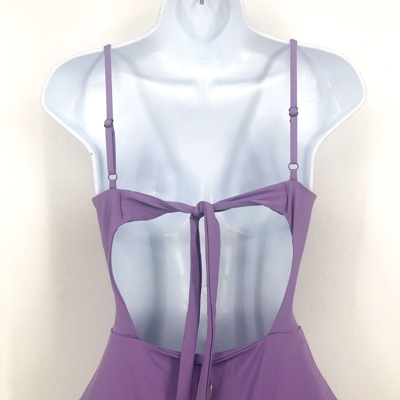 BECCA Color Code Sarai Plunge One Piece Swimsuit Medium Purple Cut Out NWT