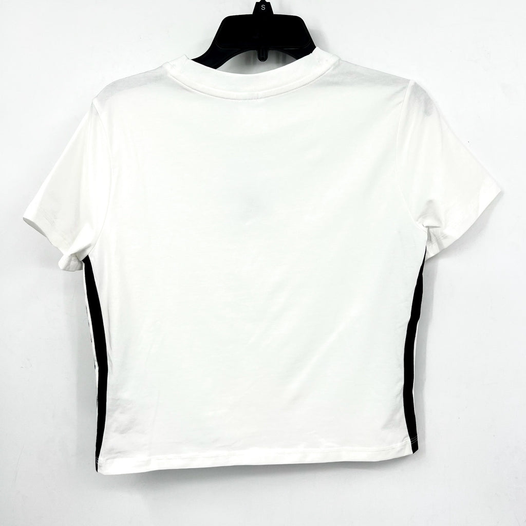 ADIDAS Essentials 3-Stripes Slim Baby Tee Large White Black Short Sleeve NWT
