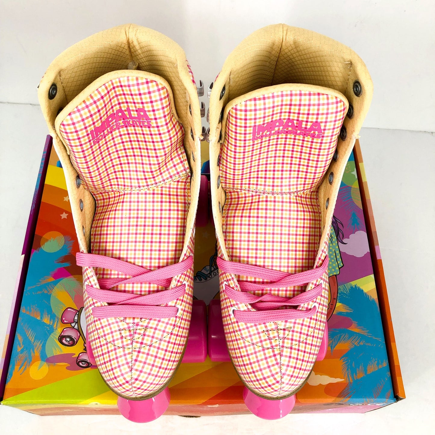 IMPALA Womens Roller Quad Skates US 6 EU 37 Pink Tartan NIB