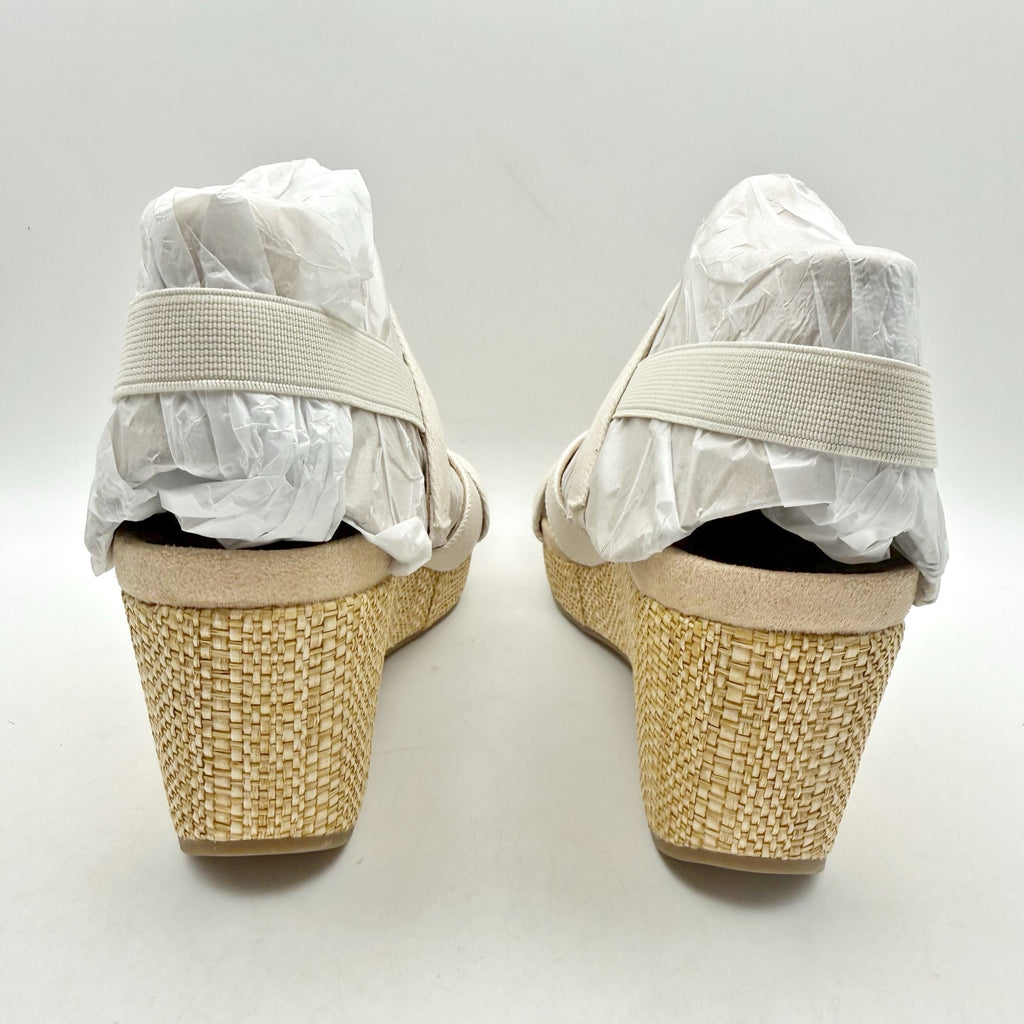 LifeStride Womens Danita Wedge Sandals Size 9.5 Bone Off White Canvas NIB