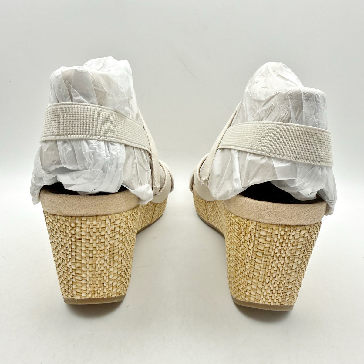 LifeStride Womens Danita Wedge Sandals Size 9.5 Bone Off White Canvas NIB