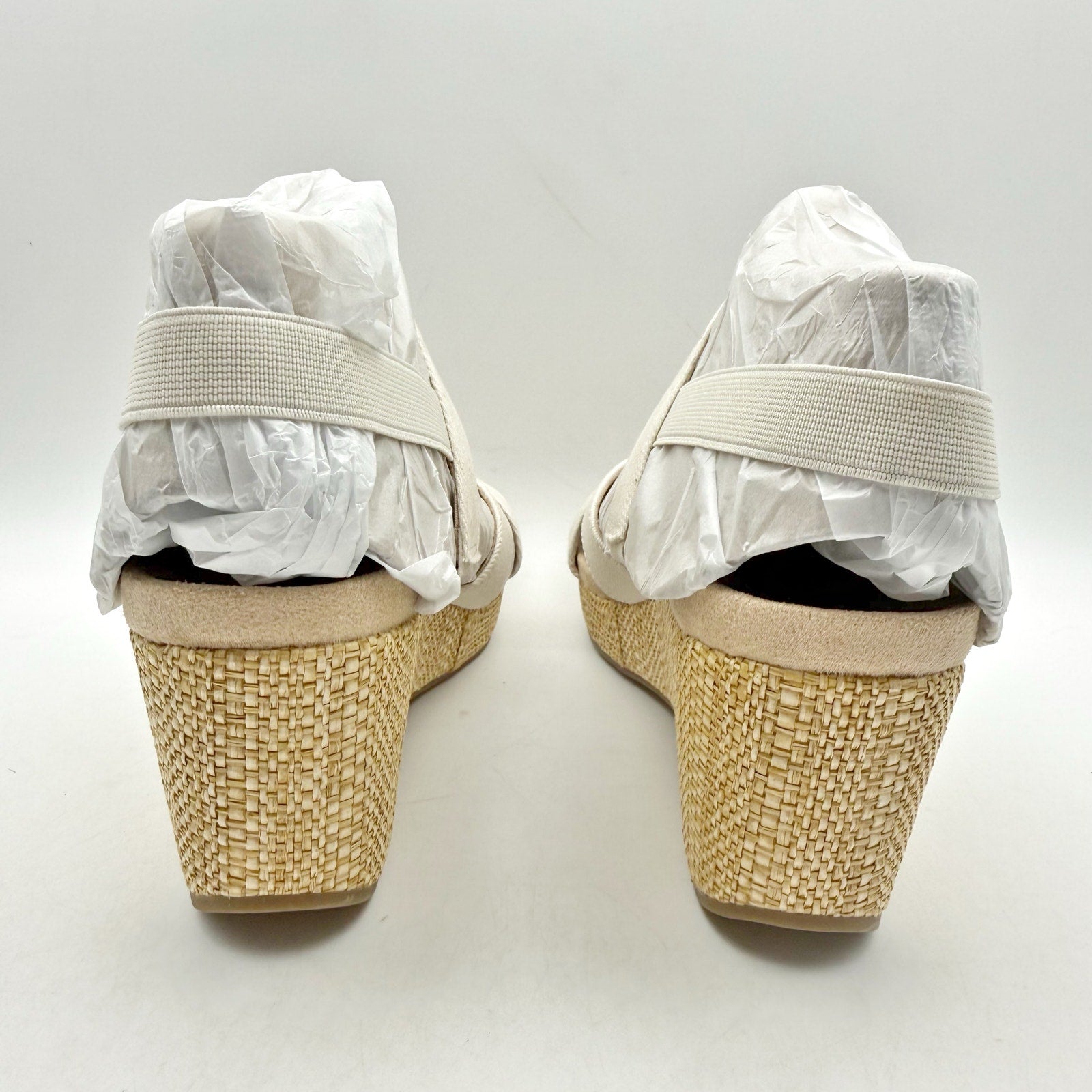 LifeStride Womens Danita Wedge Sandals US 9.5 Bone Off White Canvas NIB