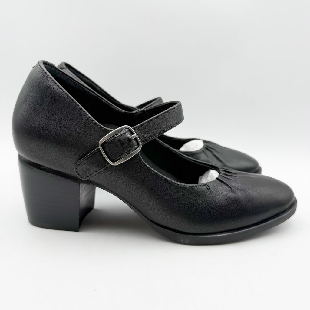 Aetrex Womens Sara Mary Jane Pumps EU 36 US 6-6.5 Black Leather Heels NIB