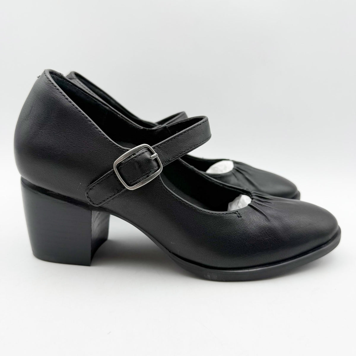 Aetrex Womens Sara Mary Jane Pumps EU 36 US 6-6.5 Black Leather Heels NIB