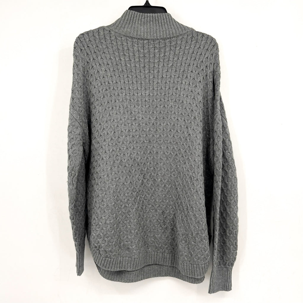 MOTHERHOOD Maternity Cable Knit Sweater Medium Grey Button Shoulder NWOT