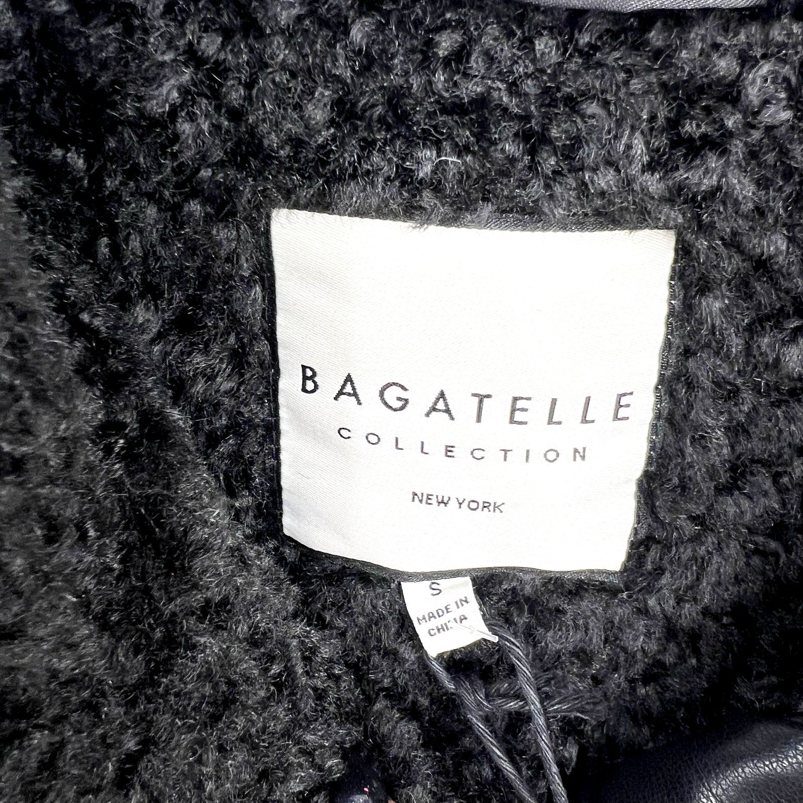 BAGATELLE COLLECTION Womens Vest Small Black Sherpa Shearling Faux Fur Lined NWT